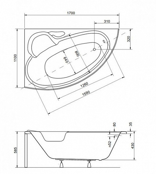 Акриловая ванна Besco Finezja Nova 170x110 WAF-170-NL Левая