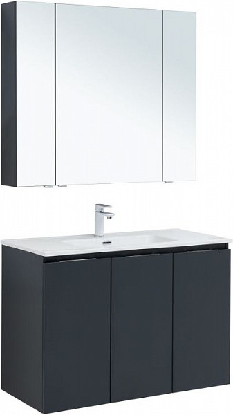 Мебель для ванной Aquanet Алвита New 100 3 дверцы, антрацит 00273986