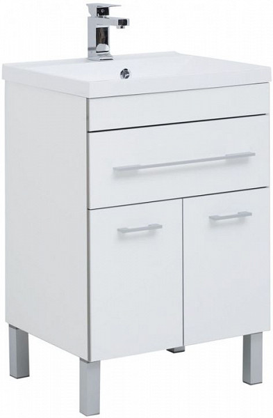 Тумба под раковину Aquanet Верона 58 белый (напольная 1 ящик 2 дверцы) 00182507