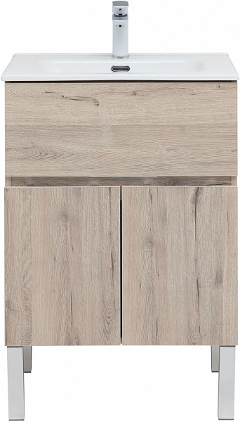 Тумба под раковину Aquanet Алвита New 60 1 ящик, 2 дверцы, дуб веллингтон белый 00277549