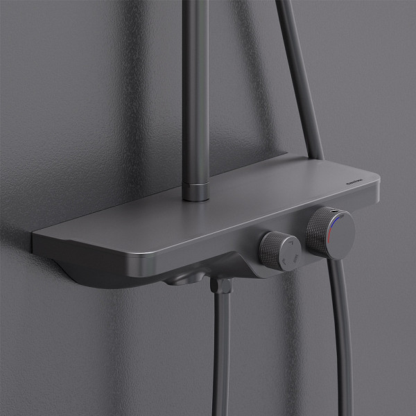 947730300 Apollo душевая система с ванно-душевым смесителем-полкой, черный