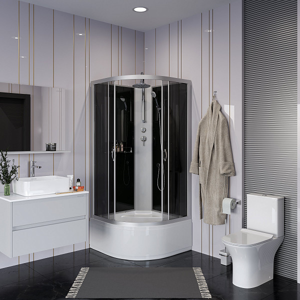 Душ.каб. NG-2507-14BKT (800х800х2100-2400) высокий поддон(40см) стекло ТОНИРОВАННОЕ 4 места