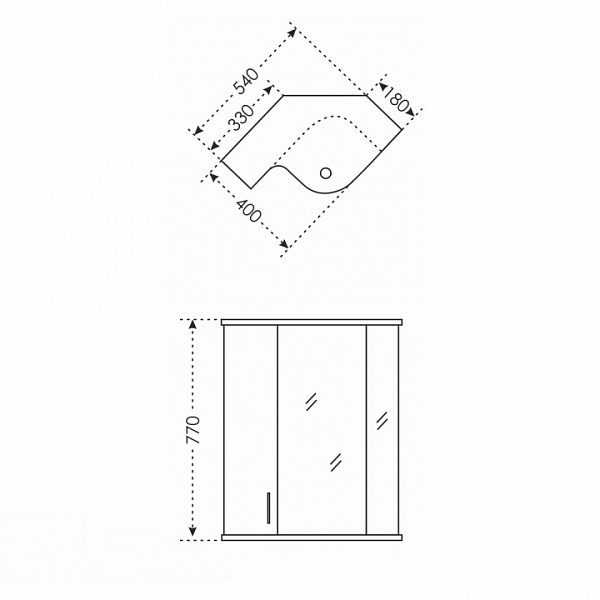 Зеркальный шкаф угловой Аврора Санта 116002