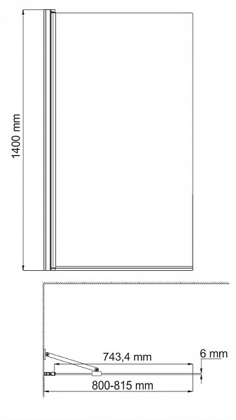 Стеклянная шторка на ванну Wasserkraft Berkel 48P01-80 Fixed