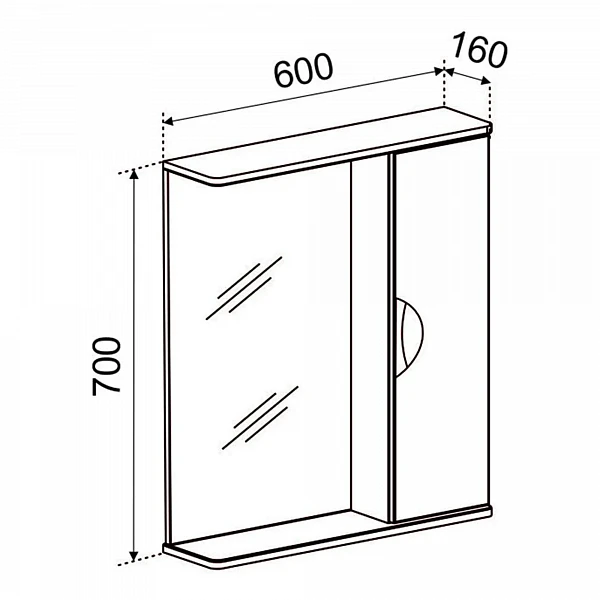 Зеркало со шкафчиком Emmy Милли (Универсальное) 60х70