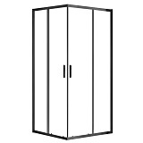 Душевое ограждение AZARIO 900х900х2000, БЕЗ ПОДДОНА (угловой вход, 2 двери), черный профиль
