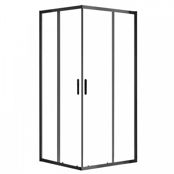 Душевое ограждение AZARIO 900х900х2000, БЕЗ ПОДДОНА (угловой вход, 2 двери), черный профиль