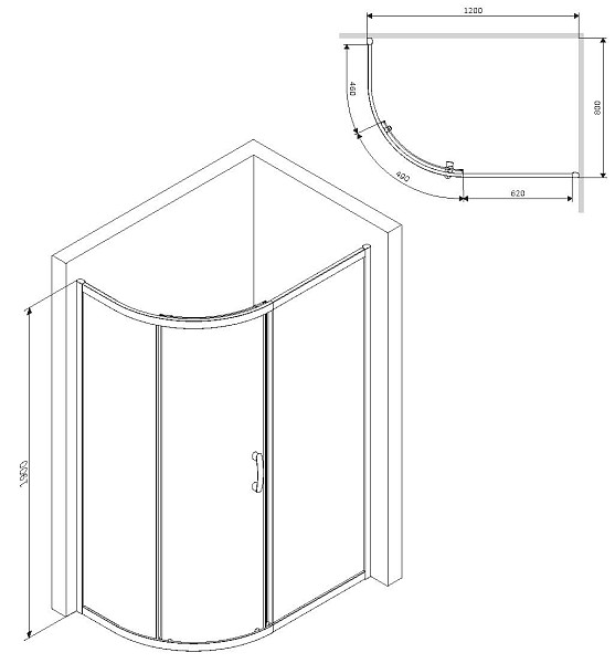 W83G-302U120CT Like Solo Slide 120 Душ. ограждение Like 120x80, стекло прозрачное, проф хром глянц,