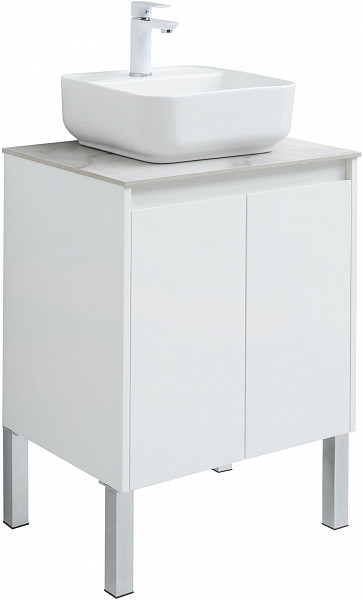 Тумба под раковину Aquanet Nova Lite 60 белый глянец (2 дверцы) 00298847