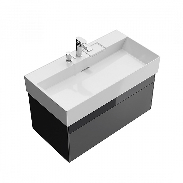 Тумба Kerama Marazzi LOGICA подвесная 2 ящика 90 см, стальной серый