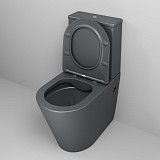 Унитаз GR-4480GMS Color (620*365*810) СЕРЫЙ МАТОВЫЙ напольный БЕЗОБОДКОВЫЙ с тонкой крышкой, 2 места