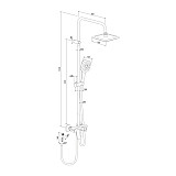 DX220920300_xxx Apollo, душевая система со смесителем-полкой: верхний душ 230*230мм, ручной душ