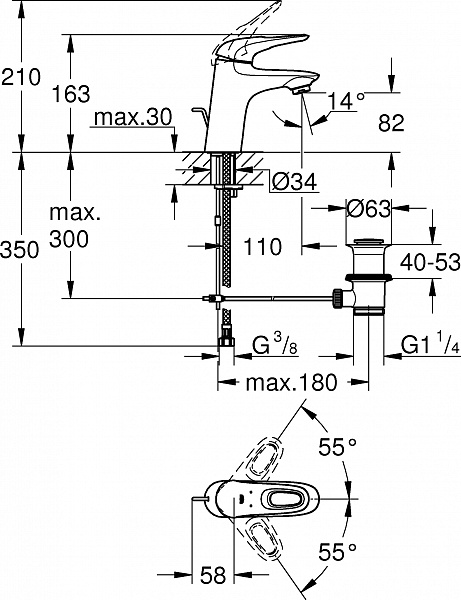Смеситель для раковины Grohe Eurostyle New 33558LS3