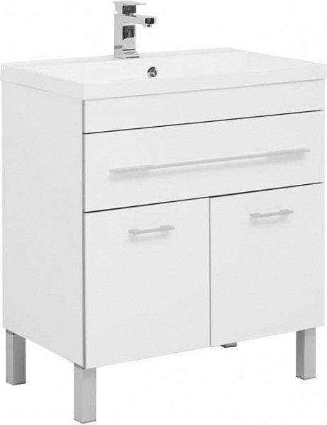 Тумба с раковиной Aquanet Верона 75 белый (напольная 1 ящик 2 дверцы) 00287670