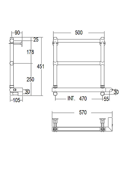Полотенцесушитель электрический Margaroli Sole 540, цвет: хром 5404703CRNB