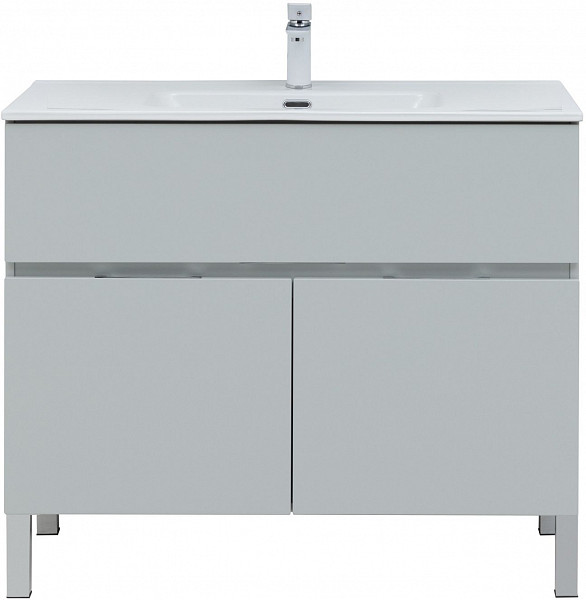 Тумба под раковину Aquanet Алвита New 100 1 ящик, 2 дверцы, серый 00277556