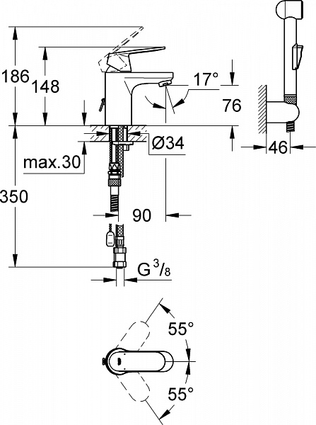 Смеситель для раковины Grohe Eurosmart Cosmopolitan 23125000