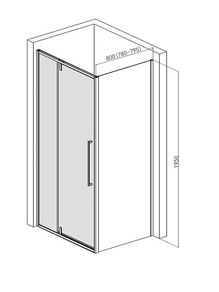 Боковая панель AQUAme, стекло 6мм, цвет профиля матовый черный. Размер 800*1950