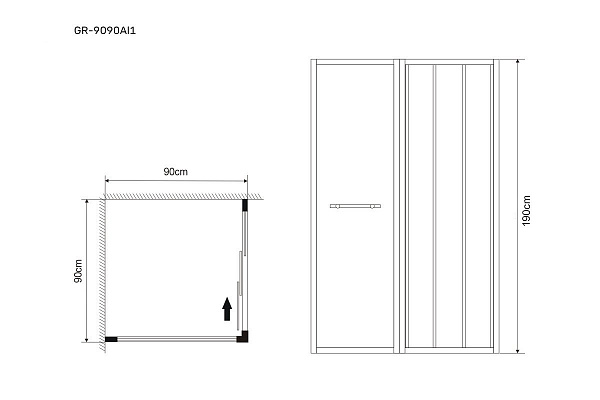 Душ.ограждение GR-9090 Alba1 (90*90*190) квадрат, двери раздвижные 2 места
