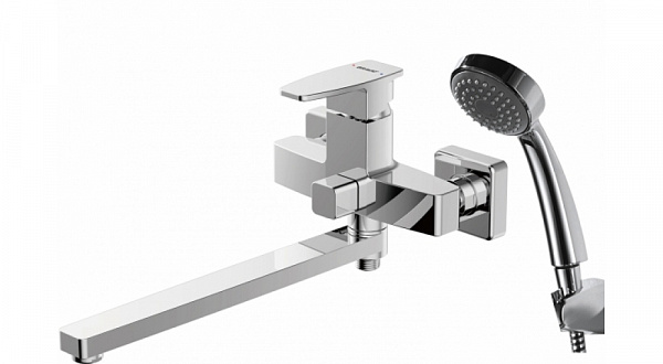 Смеситель для ванны c длинным изливом с аксессуарами Bravat Riffle F672106C-LB