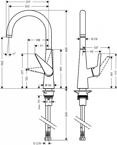 Смеситель для кухни HANSGROHE Talis S 260 72810000