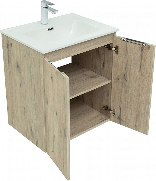 Тумба под раковину Aquanet Алвита New 60 2 дверцы, дуб веллингтон белый 00277525