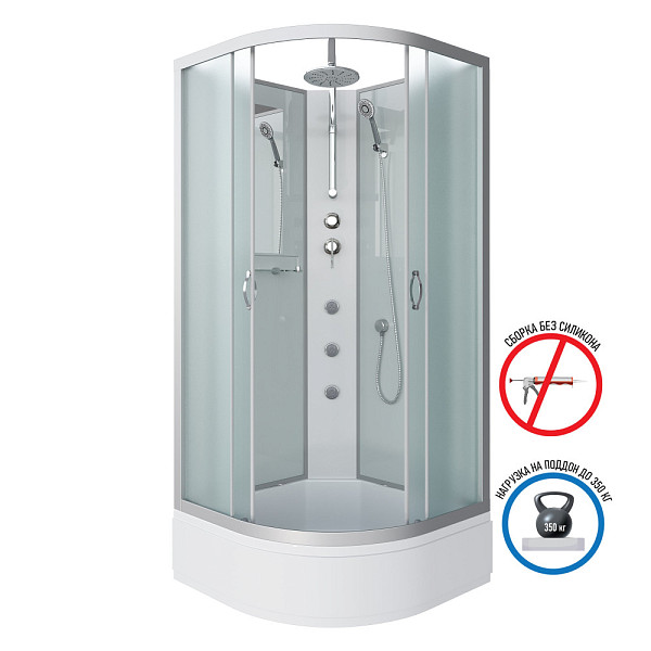 Душ.каб. NG-3301-14BKTG (900х900х2100-2400) средний поддон(26см) стекло МАТОВОЕ 4 места