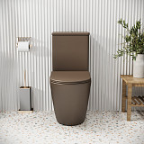 Унитаз GR-4480BRMS Color (620*365*810) КОРИЧНЕВЫЙ МАТОВЫЙ напольный БЕЗОБОДКОВЫЙ, 2 места