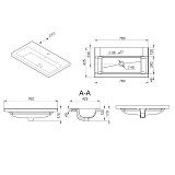 M90WCC0752BM GEM, Раковина мебельная, керамическая, 75 см, встроенная, цвет: черный матовый