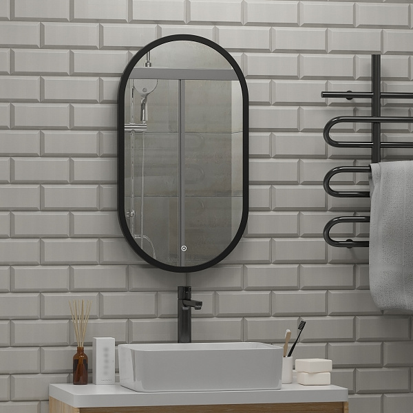 Зеркало Континент "Prime Black Led" 450х800 в МДФ раме