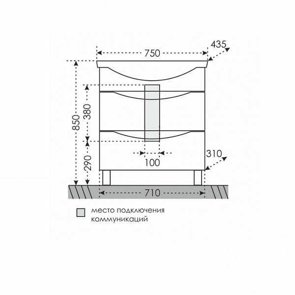 Тумба под раковину напольная Сатурн 75 Санта 700222