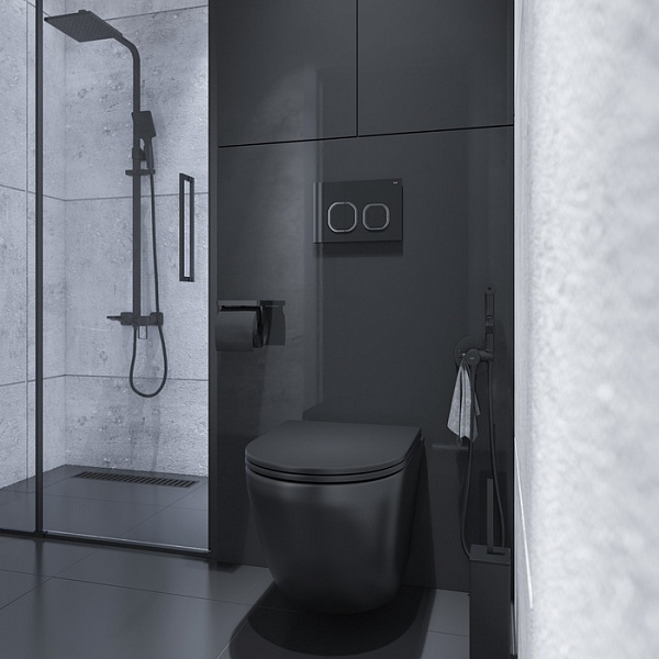 Клавиша смыва, универсальная, чёрный, Uniglass, 001, IDDIS, UNG01BCi77