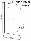 Стеклянная шорка на ванну Grossman  150х70 см GR-100/1