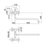 Смеситель для ванны с длинным изливом, Duplex, Milardo, DUPSB02M10