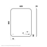 Skansen Зеркало с LED подсветкой и сенсором, 600х800 часы антипар