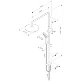 F0790022 Gem,душ.система,набор:верхн.душ d220 мм, ручн.душ 1ф-ция d 110 мм, душ.штанга 1030-1460 мм,
