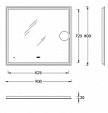 Зеркало Kerama Marazzi TECNO c LED 90 с макро линзой, с подсветкой, с функцией антизапотевание, белый глянцевый