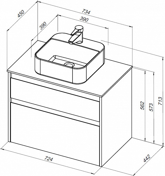 Тумба под раковину Aquanet Nova Lite 75 дуб рустикальный (2 ящика) 00249515