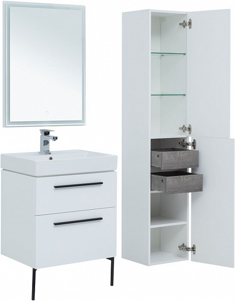 Тумба под раковину Aquanet Nova 60 белый (2 ящика) 00242279