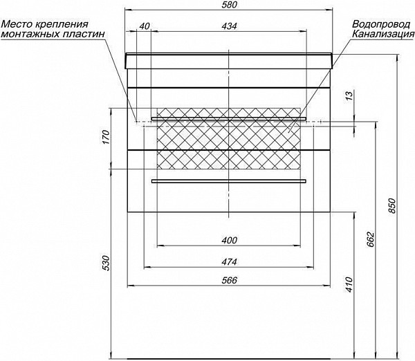 Комплект мебели для ванной Aquanet Нота 58 белый (камерино) 00287700