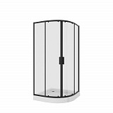 Душ. ограждение Niagara NG-6806-08 BLACK (90*90*190) полукруг, двери раздвижные, 1 место