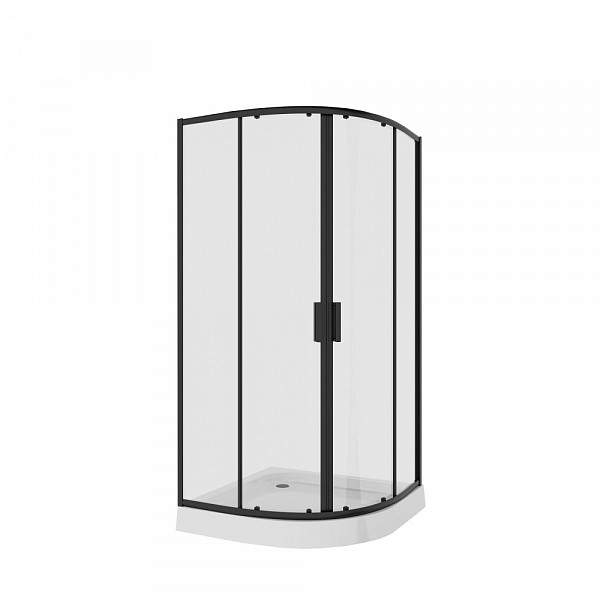Душ. ограждение Niagara NG-6806-08 BLACK (90*90*190) полукруг, двери раздвижные, 1 место