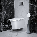 Унитаз Classic GR-4463S (490*335*350) подвесной БЕЗОБОДКОВЫЙ с тонкой крышкой, 1 место