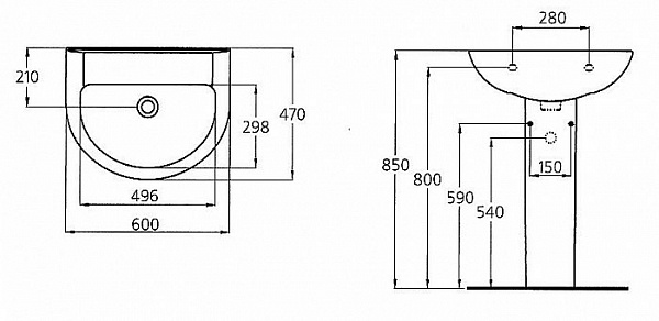 Раковина Ideal Standard Ecco 60 см W424001