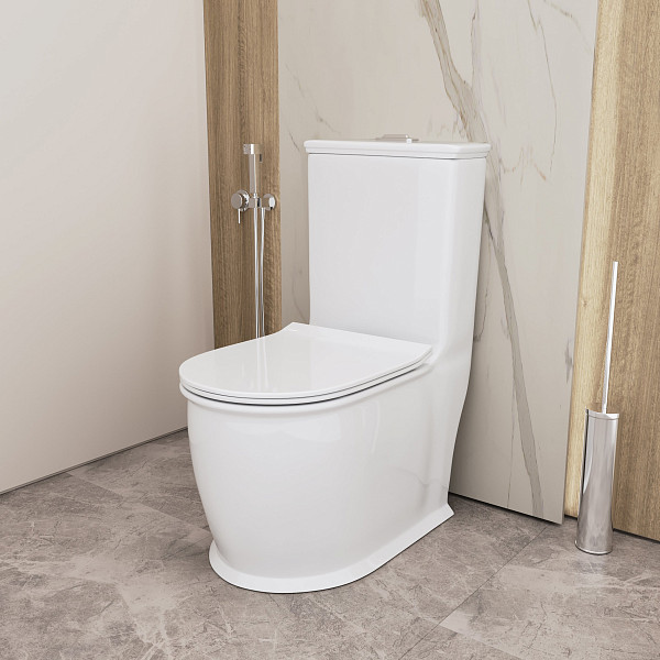 Унитаз GR-4492S Retro (670*350*825) напольный БЕЗОБОДКОВЫЙ с тонкой крышкой, 1 место