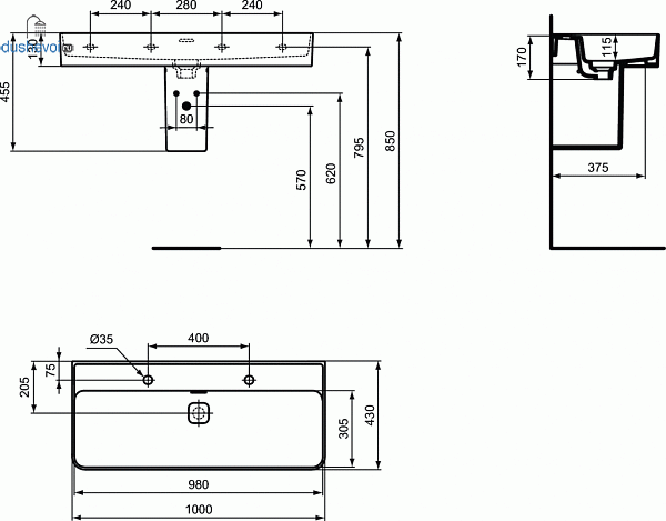 Раковина Ideal Standard Strada II 105 см T372401