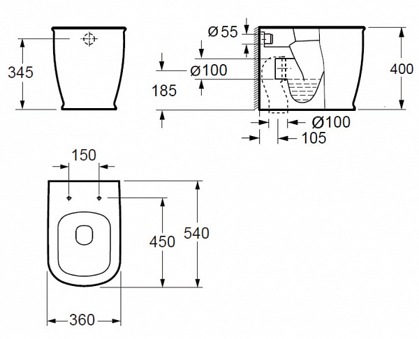 Унитаз приставной Grossman Comfort GR-PR3013