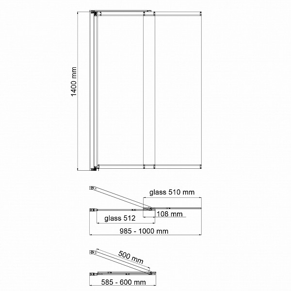 Main 41S02-100L Matt glass Fixed Стеклянная шторка