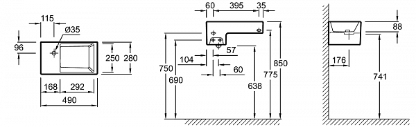 Раковина Jacob Delafon Terrace 49х28 см EGA012-00