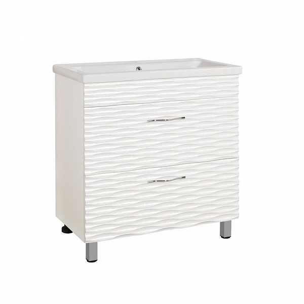 Тумба  Style Line напольная под раковину Ассоль 80, Комо 80, Люкс техно платина, PLUS